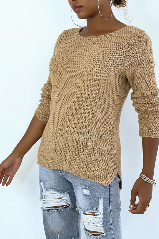 Camel sweater made of wool braided at the back - 2