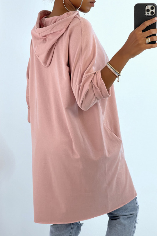 SwPat roze oversize hoodie met opschrift en hartjespatroon - 4
