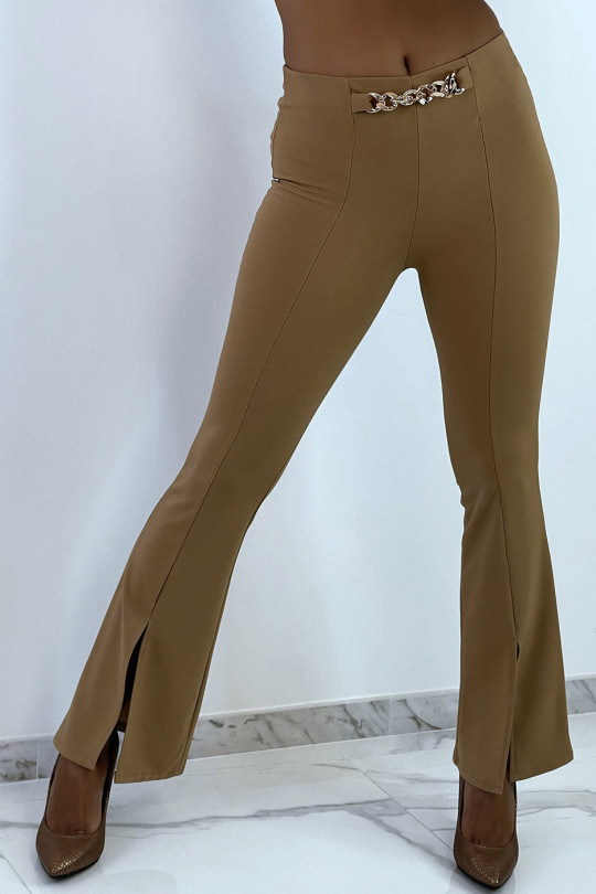 PAPAPlon camel bell-bottoms with slit and accessory - 5