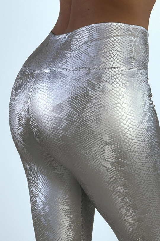 Silver gray 3D effect python leggings - 5