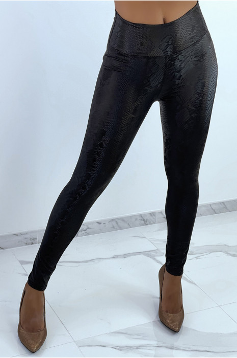Black 3D effect leggings with Python pattern - 4