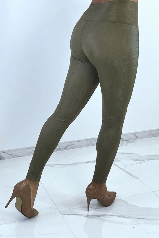 Legging kaki effet 3D motif Python - 4
