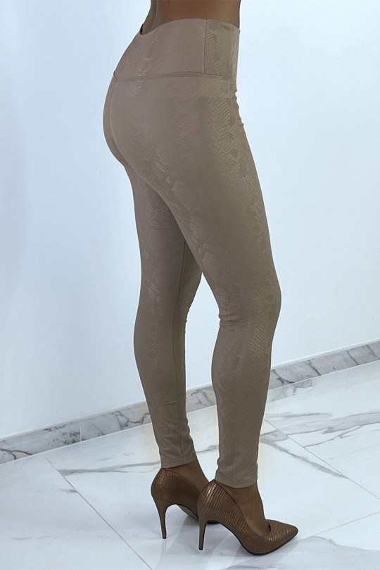 Taupe 3D effect leggings with Python pattern - 3
