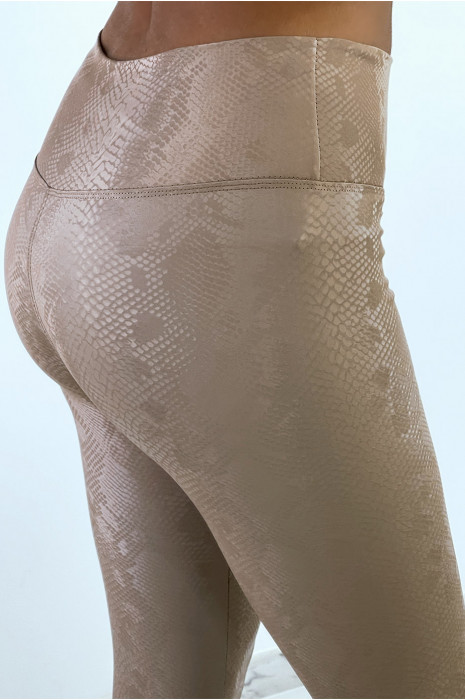 Taupe 3D effect legging met Python patroon - 4
