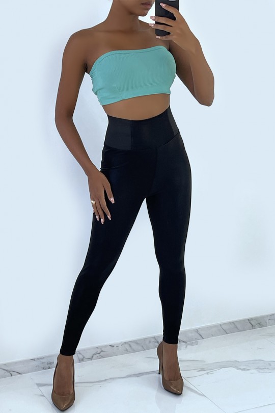 High waist black leggings with elastic waist in a sublime beautiful material - 1