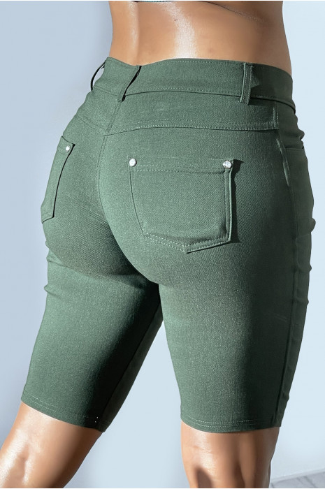 Basic grijze cropped broek met zak - 2