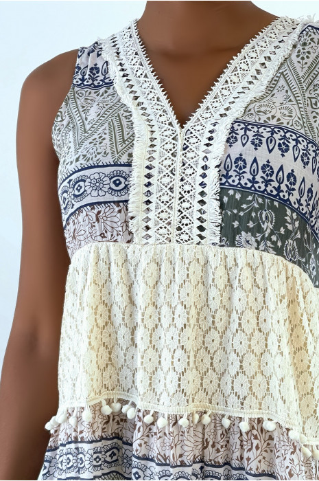 Groene bohemian maxi-jurk met gehaakte print - 3