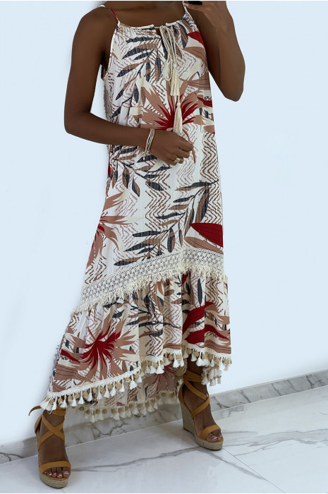 LoLLue robe bretelle à motif rouge avec dentelle et pompon - 2