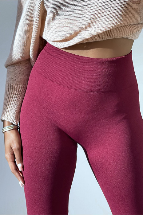 Leggings minceur bordeaux molletonné à l'intérieur. Leggings indispensable pour l'hiver. 15-501 - 4