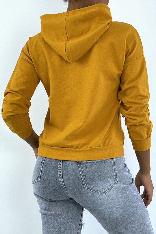 Mosterdkleurige hoodie met opschrift BROOKLYN 898 NEW YORK - 5