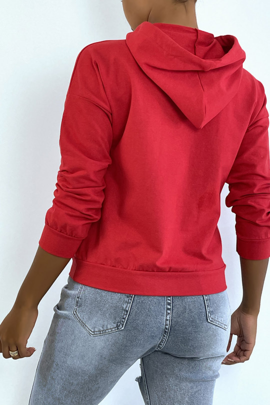 Rode hoodie met BROOKLYN 898 NEW YORK-opschrift - 3