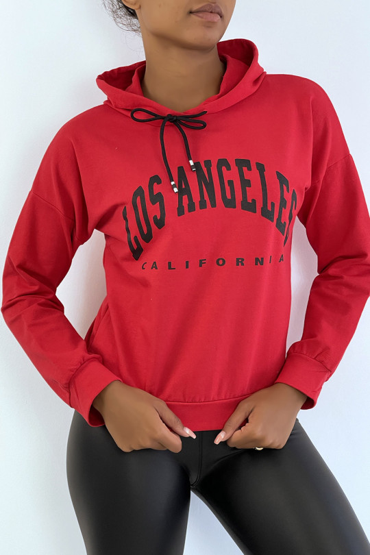 Sweat à capuche rouge avec écriture LOS ANGELES CALIFORNIA - 2