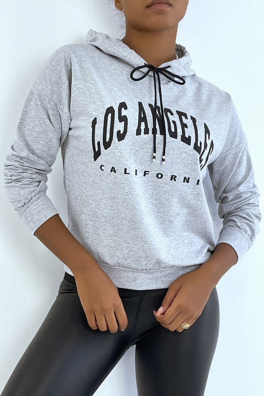 Gray hoodie with LOS ANGELES CALIFORNIA writing - 2