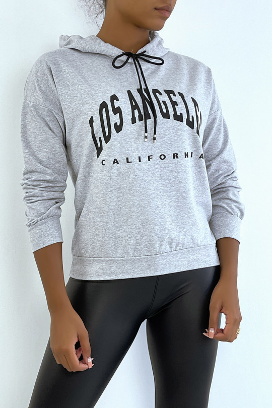 Grijze hoodie met LOS ANGELES CALIFORNIA opschrift - 3