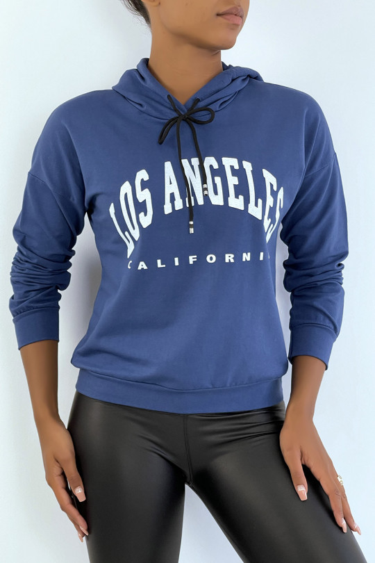 Indigo hoodie met LOS ANGELES CALIFORNIA opschrift - 3