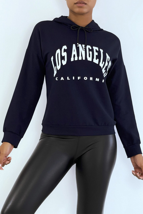 Marineblauwe hoodie met opschrift LOS ANGELES CALIFORNIA - 1