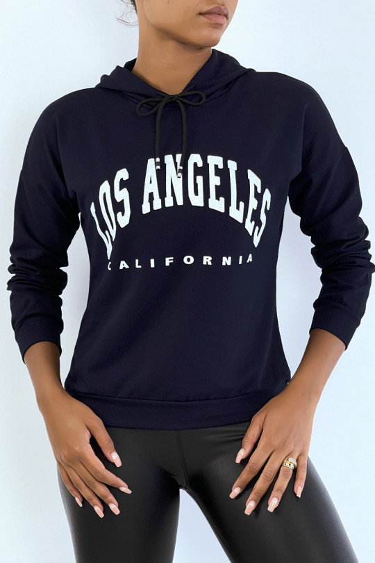 Navy hoodie with LOS ANGELES CALIFORNIA writing - 3