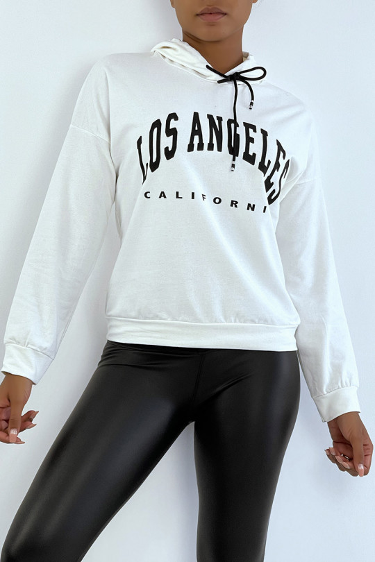 Sweat à capuche blanc avec écriture LOS ANGELES CALIFORNIA - 1