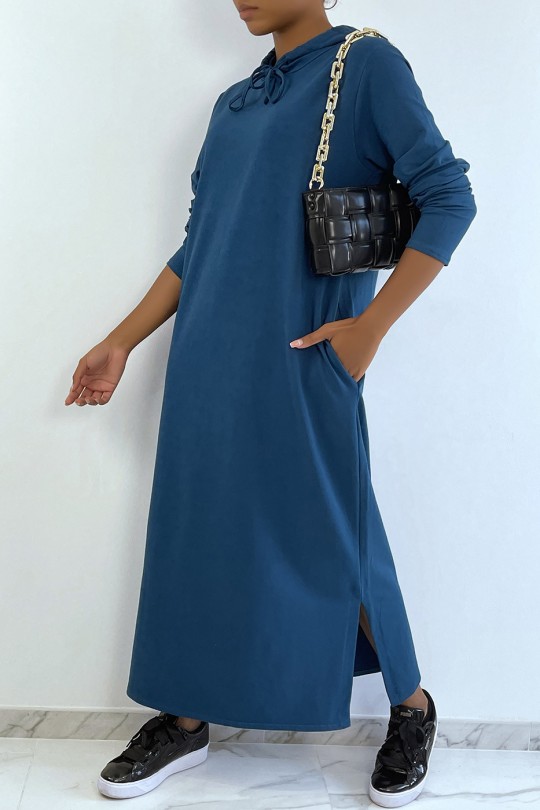 Lange abaya-sweatshirtjurk met capuchon en capuchon - 2