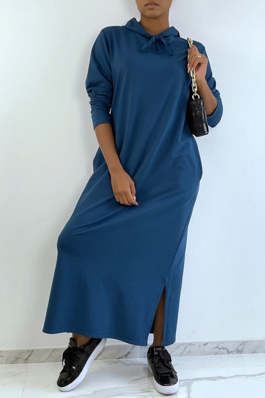 Lange abaya-sweatshirtjurk met capuchon en capuchon - 3