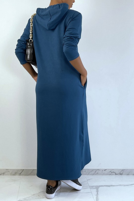 Long hooded duck abaya sweatshirt dress - 4