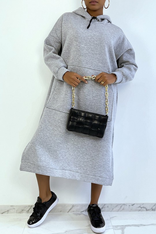 Very long and very thick tunic sweatshirt in gray - 1