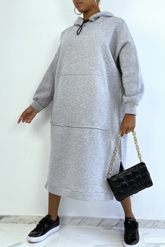 Very long and very thick tunic sweatshirt in gray - 2