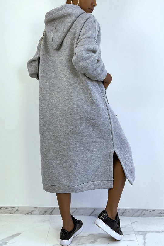 Very long and very thick tunic sweatshirt in gray - 5