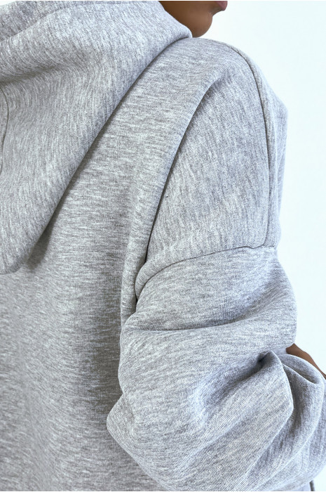 Very long and very thick tunic sweatshirt in gray - 6