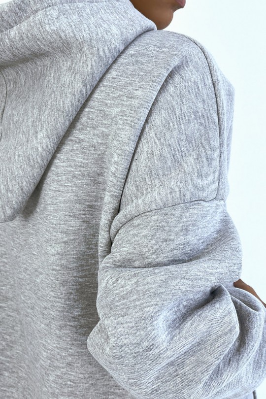 Very long and very thick tunic sweatshirt in gray - 6