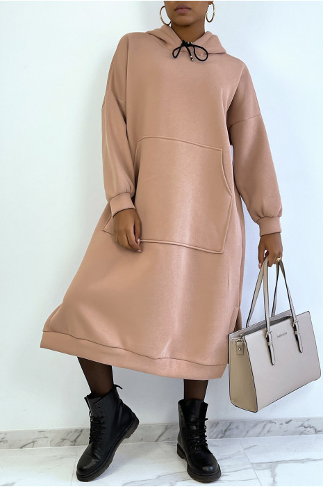 Heel lang en heel dik tunieksweatshirt in roze - 2