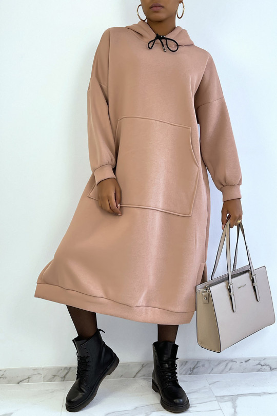 Very long and very thick tunic sweatshirt in pink - 2