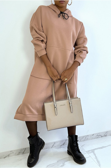 Heel lang en heel dik tunieksweatshirt in roze - 4