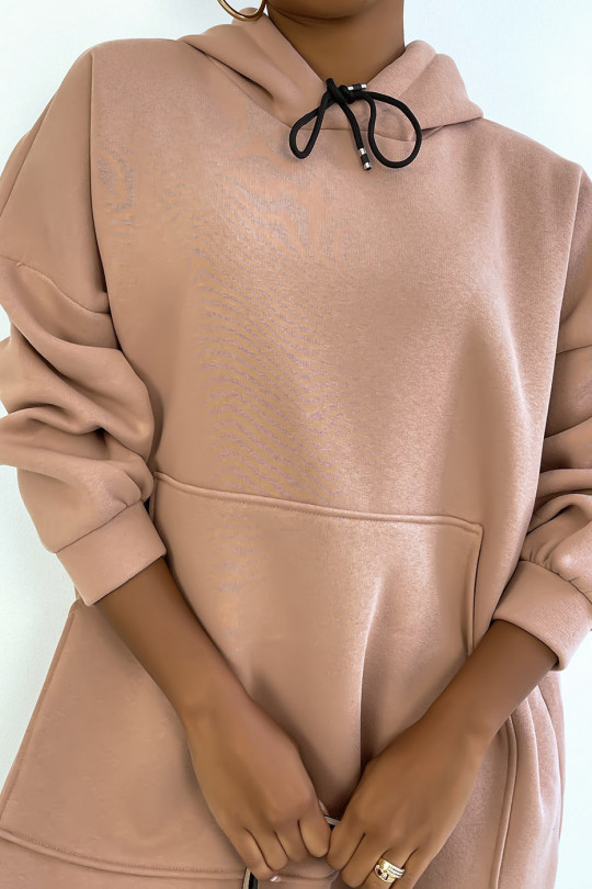 Very long and very thick tunic sweatshirt in pink - 5