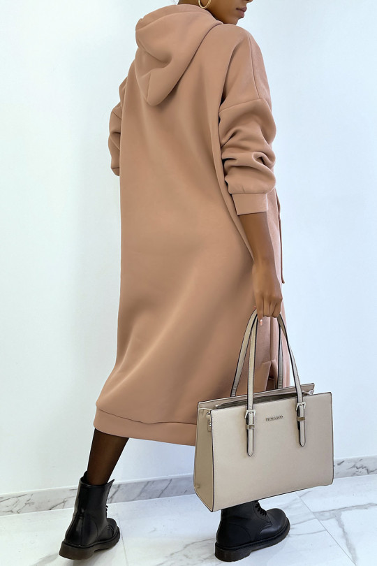 Very long and very thick tunic sweatshirt in pink - 6
