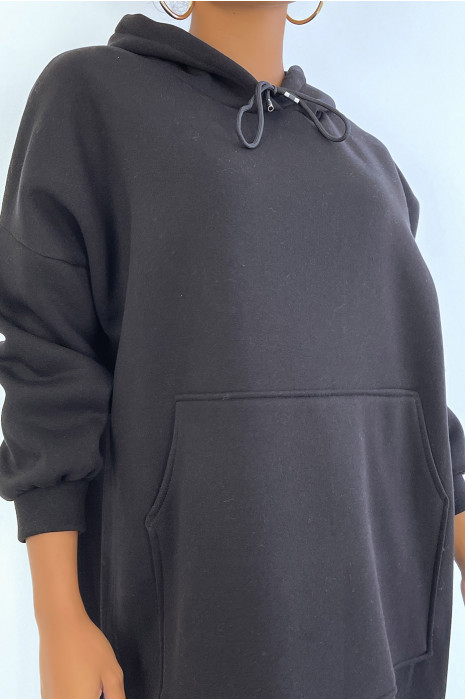 Sweat tunique très long et très épais en noir - 5