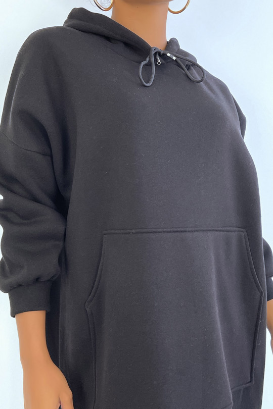 Very long and very thick tunic sweatshirt in black - 5