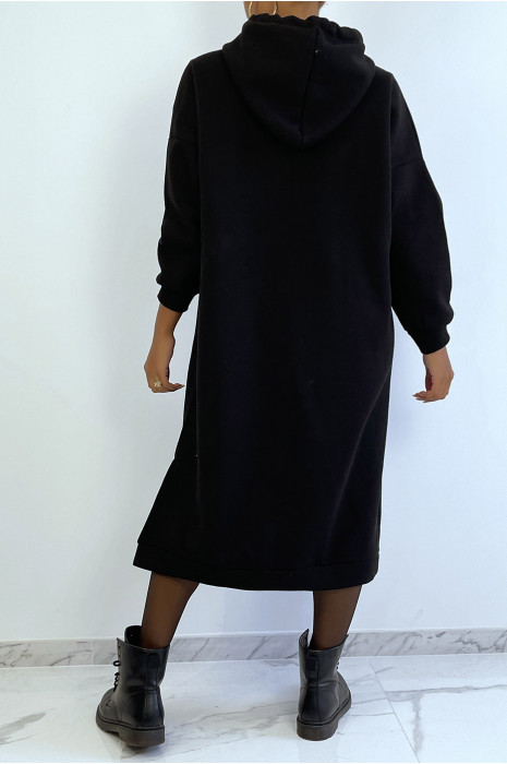 Zeer lang en zeer dik tunieksweatshirt in zwart - 6