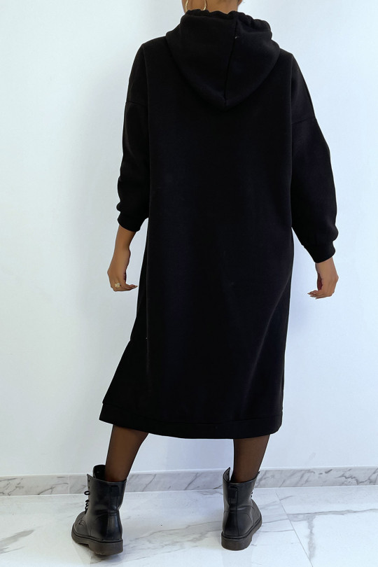 Very long and very thick tunic sweatshirt in black - 6