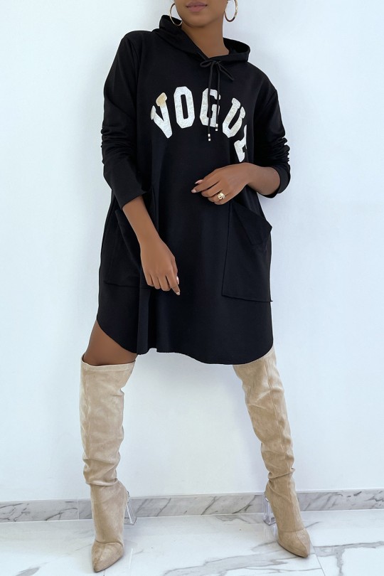very oversized black sweatshirt with shiny VOGUE lettering - 3