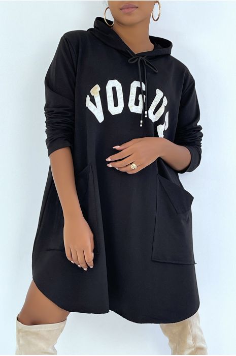 zeer oversized zwart sweatshirt met glanzende VOGUE-letters - 4