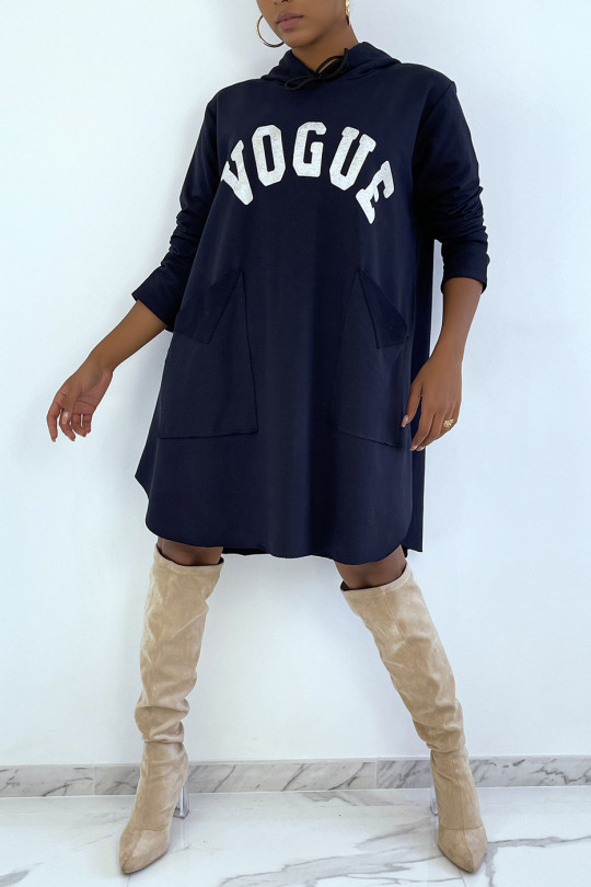 very oversized navy sweatshirt with shiny VOGUE lettering - 2