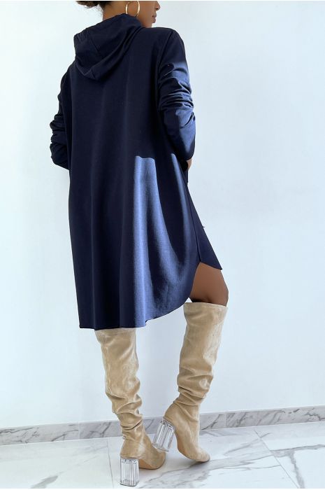 very oversized navy sweatshirt with shiny VOGUE lettering - 4