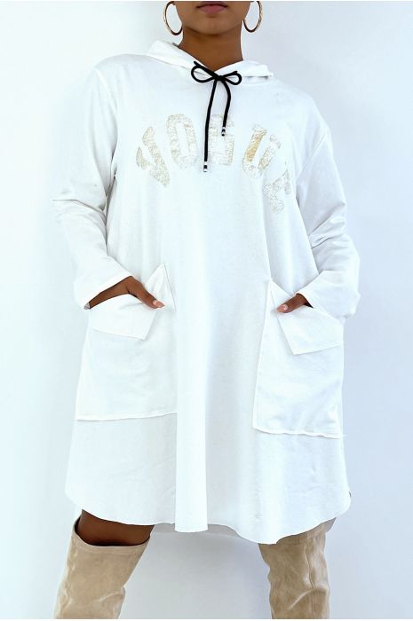 sweat très oversize blanc à inscription VOGUE brillante - 4