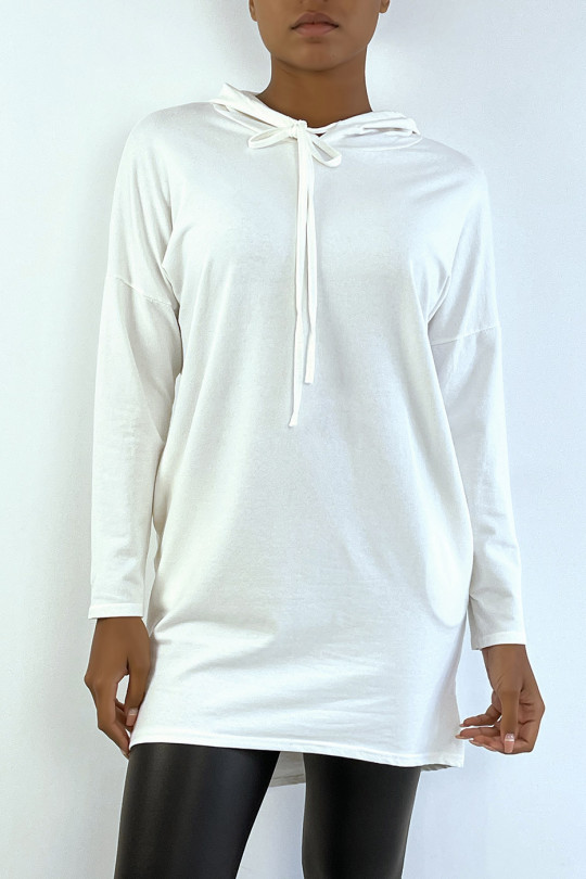 Robe sweatshirt blanche légère à capuche et manches longues