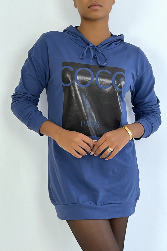Indigo hoodie with COCO paris writing on the front - 5