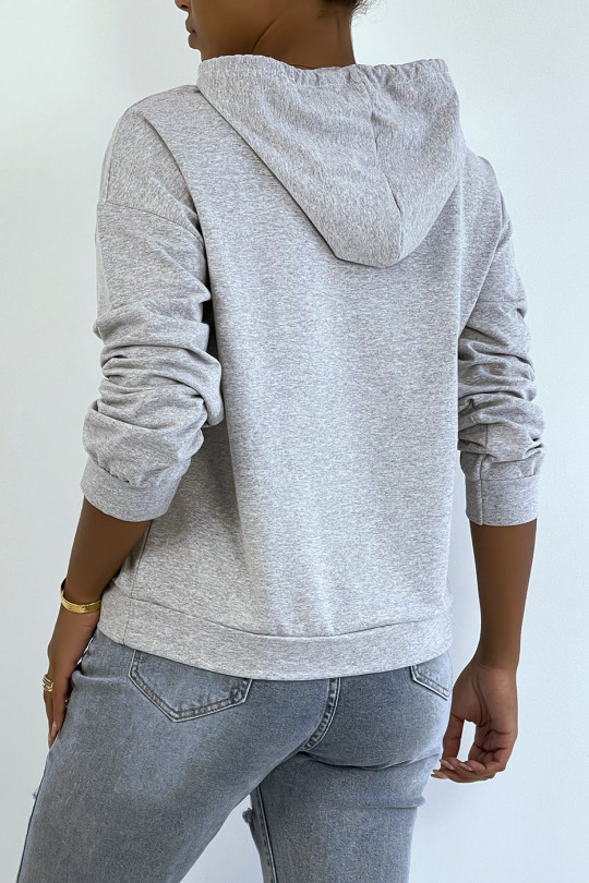 Gray hoodie with ANGELS writing and pockets - 9