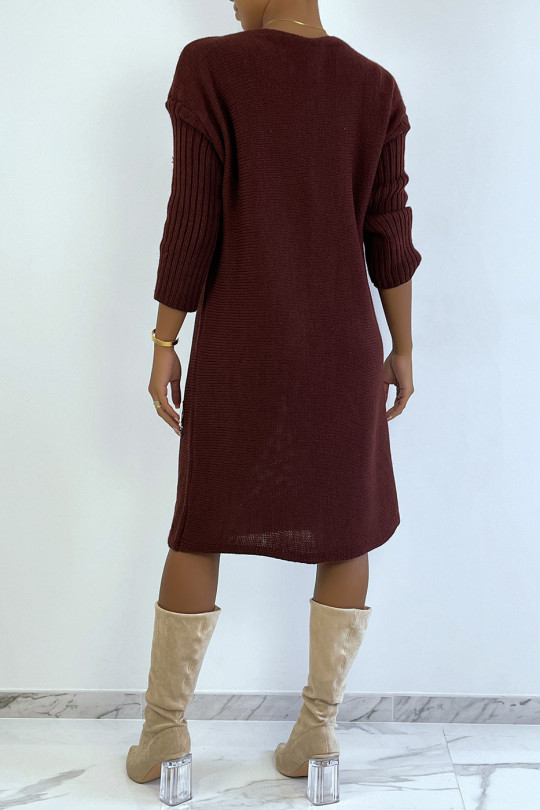 Long burgundy sweater dress made of wool and mohair - 7