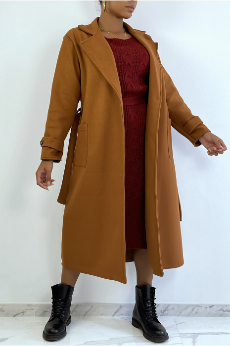 LoLL manteau cognac over size avec boutons et poches - 2
