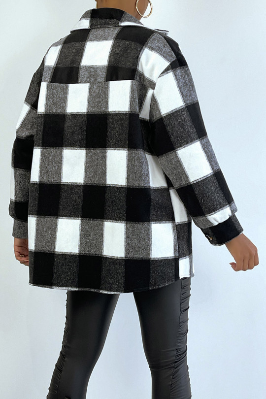 Sur chemise à carreaux noir et blanc bien épais avec poches - 4